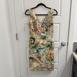 David Meister Floral V-Neck Sleeveless Dress Size 8